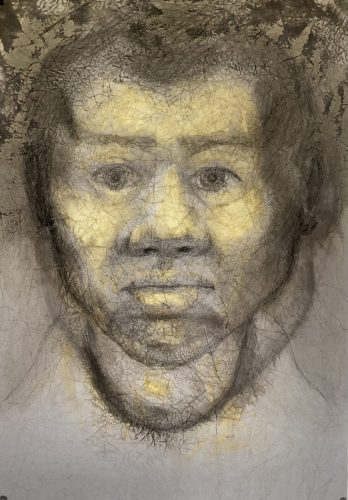 DORIAN XII - recto (contre-jour) - 2025 - technique mixte avec huile de vidange, 105 x 70 cm