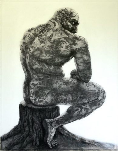 Hercule - 2026 - Encre, fusain et peinture vinylique sur papier tendu sur toile - 147 x 114 cm