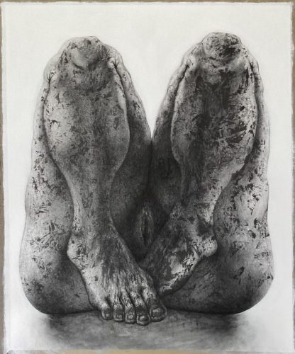 Jambes de Suzanne (Polyptyque) - 110625 - acrylique et fusain sur papier arraché collé sur toile - 127 x 104 cm