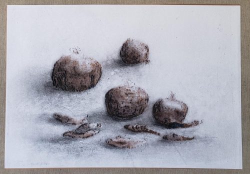 Navets-si-beaux-Conserve-13-IX-2021-papiers-abrases-et-huile-375-x-427-cm