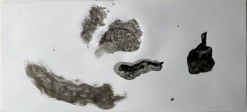 Restes Trâçures Coulûres Râflures - Technique mixte sur papier - 28,7 x 64 cm - 12 fév 2024