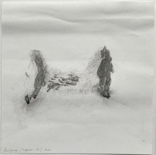 Trognon Trâçures Frôttures II - Tecnique mixte sur papier - 20 x 20 cm - 14 fév 2024