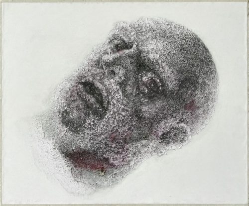 Suzanne (Polyptyque) -Portrait de Vieillard - 180425 - encre acrylique et fusain sur papier arraché gratté - 54 x 65 cm