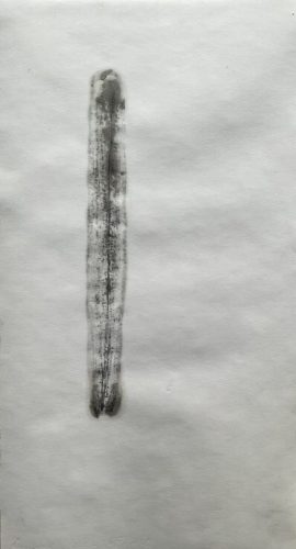 Restes - 2025 - huile de vidange sur papier griffé - 35 x 19 cm