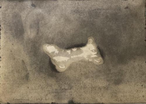 Restes 2023 - fusain encre et huile de vidange sur papier - 25,5 x 36 cm