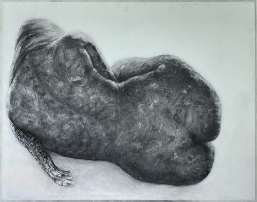 Suzanne de Dos (Polyptyque) - 2025-Fusain-et-acrylique-sur-papier-arrache-73-x-92-cm