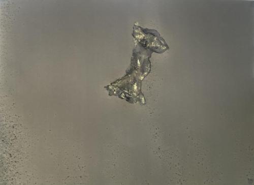 Trognon - 2023 - papier gratté et arraché huile - 28,9 x 38,1 cm - Verso