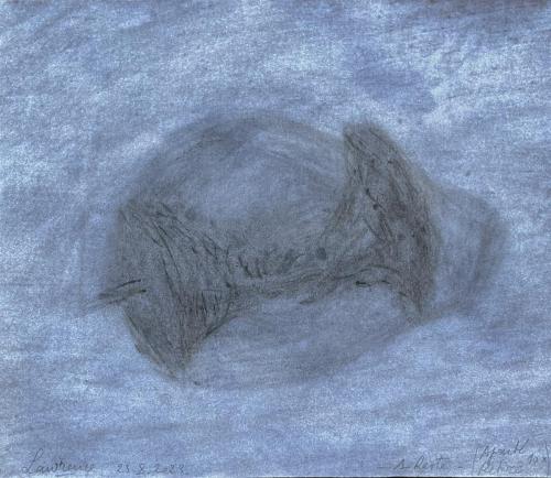 Trognon et peau (Ajouté 10 fois) - 2023 - fusain sur papier - 30 x 40 cm